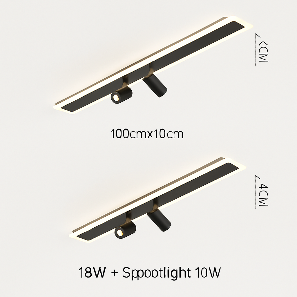 Plafonnier — Design moderne LED en métal noir avec plusieurs spots lumineux
