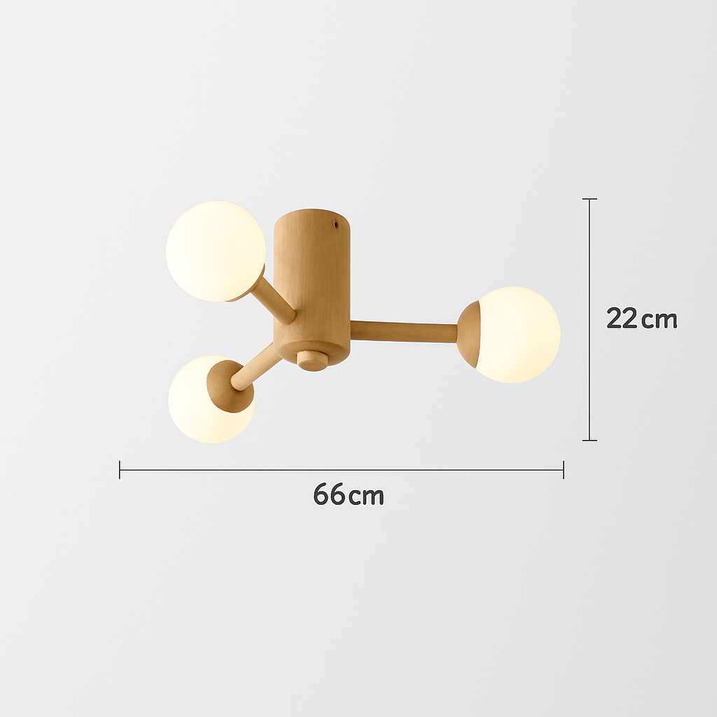Abat-jour — En bois avec abat-jour boule de verre design moderne