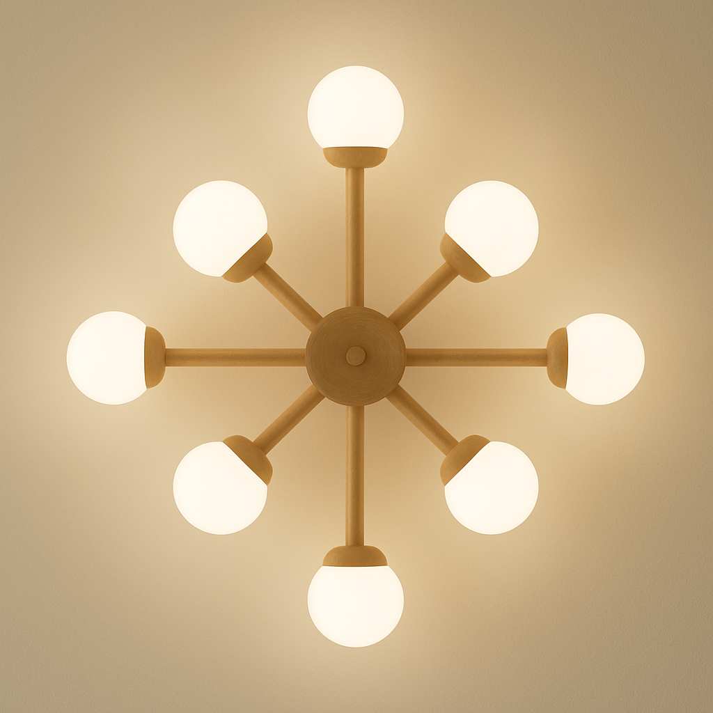 Abat-jour — En bois avec abat-jour boule de verre design moderne