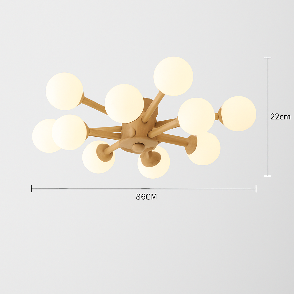 Abat-jour — En bois avec abat-jour boule de verre design moderne