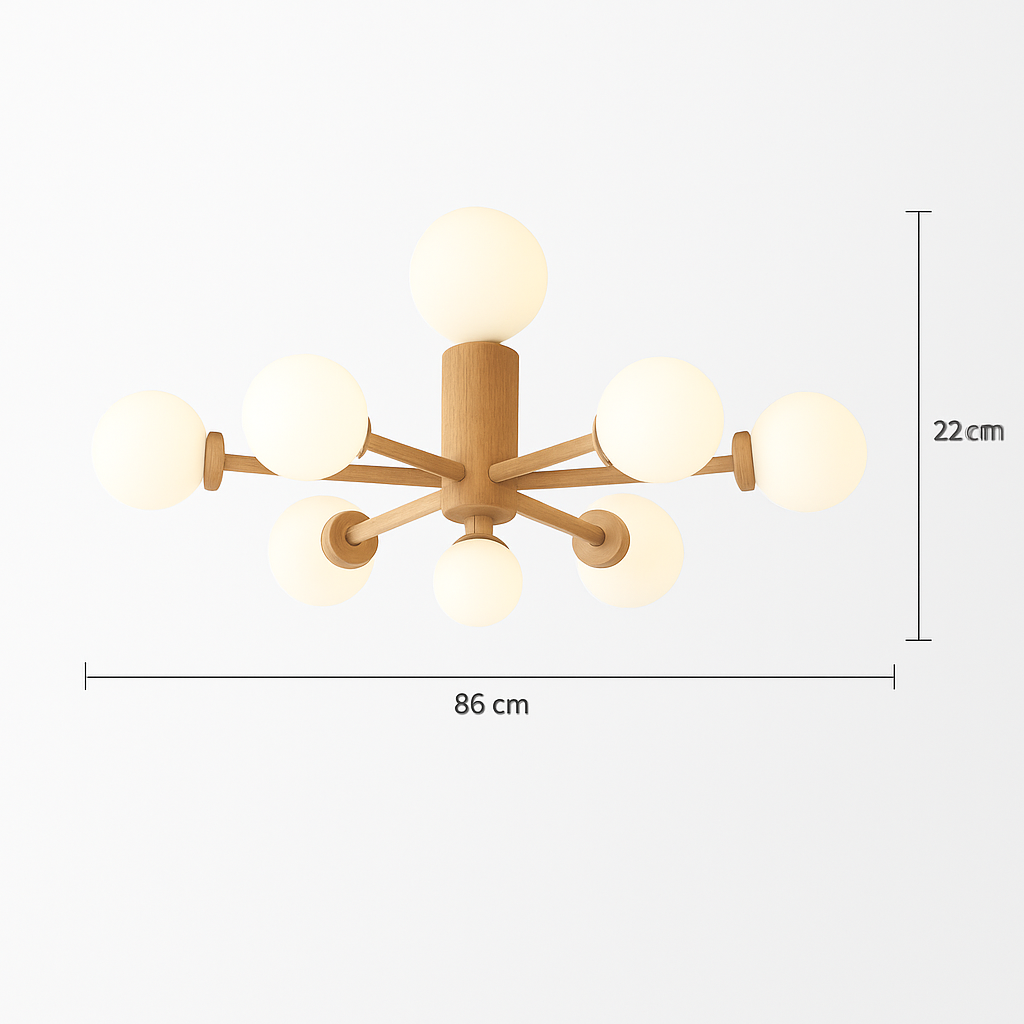 Abat-jour — En bois avec abat-jour boule de verre design moderne