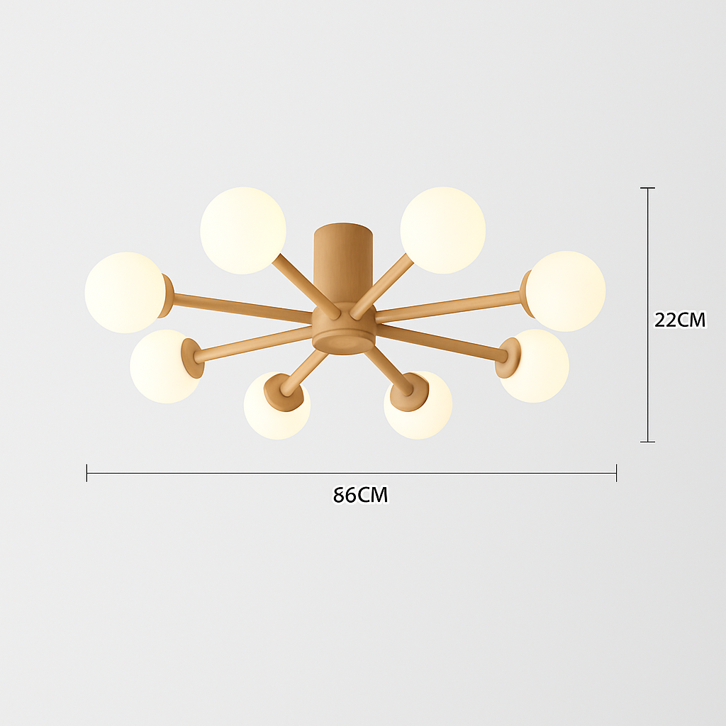 Abat-jour — En bois avec abat-jour boule de verre design moderne