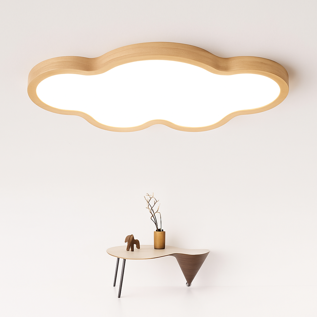 Plafonnier — En bois à LED en forme de nuage