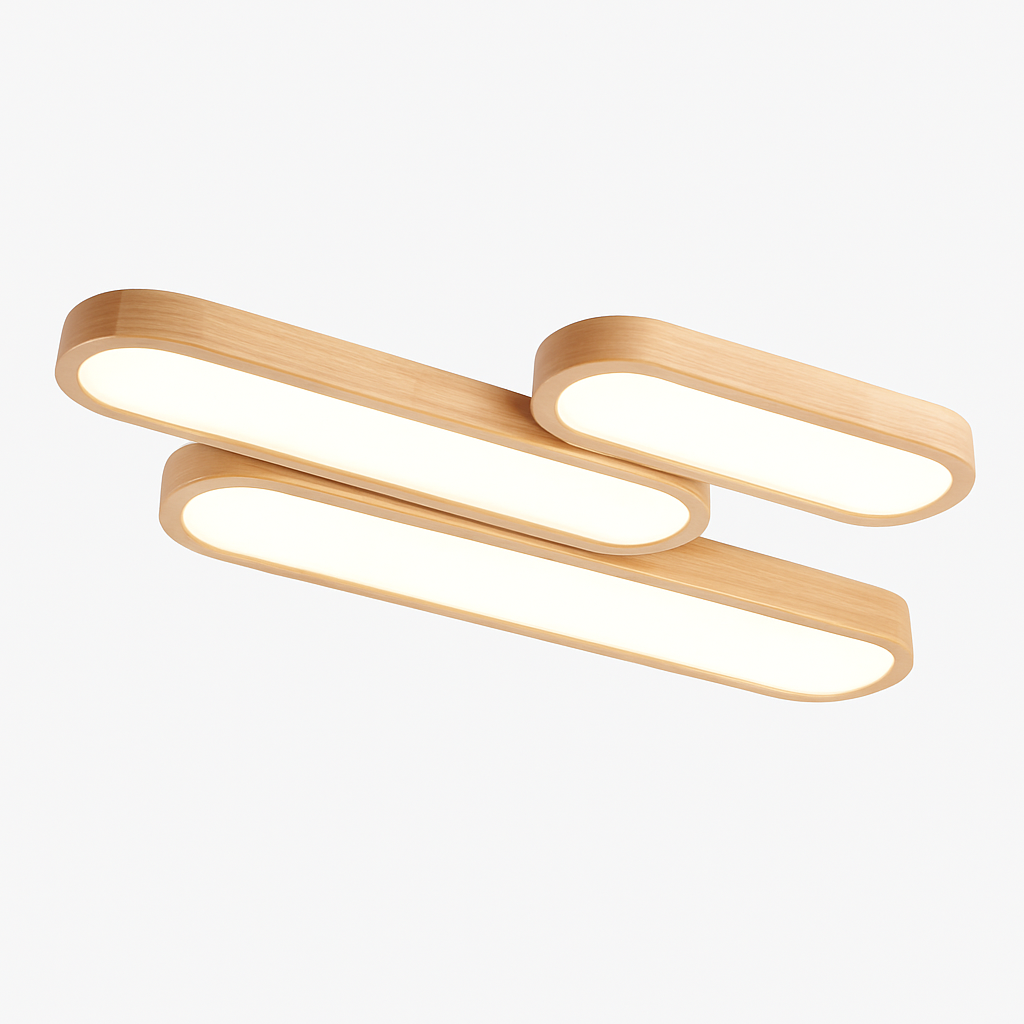 Plafonnier en bois à LED en forme de tubes arrondis Ernest Étude - Esprit Naturel & Décor Chaleureux