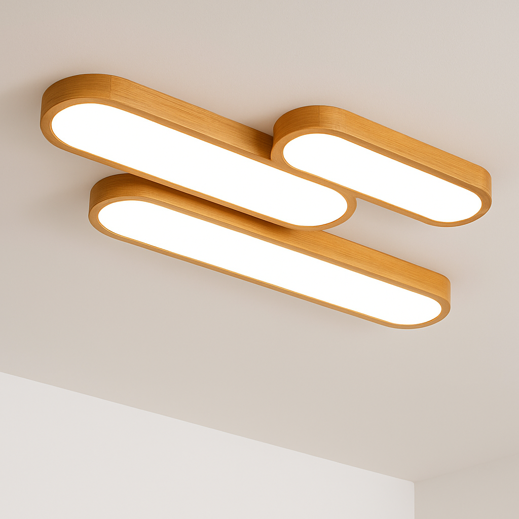 Plafonnier en bois à LED en forme de tubes arrondis Ernest Étude - Esprit Naturel & Décor Chaleureux