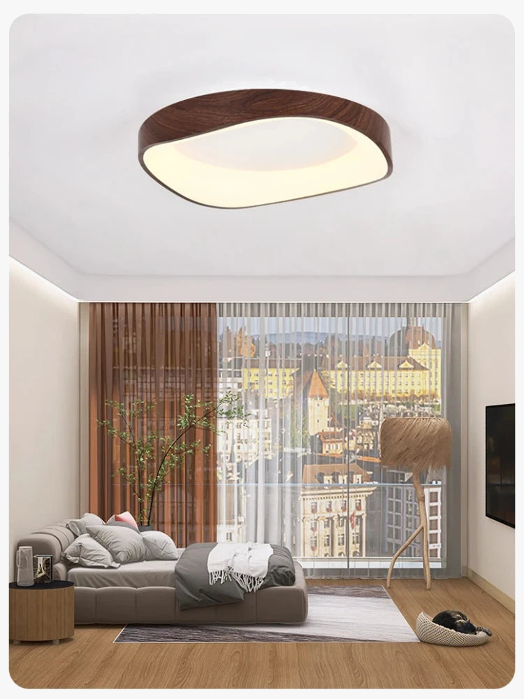 Plafonnier en bois rond avec télécommande pour éclairage intérieur Estelle Nuance - Matière Chaleureuse & Lignes Élégantes