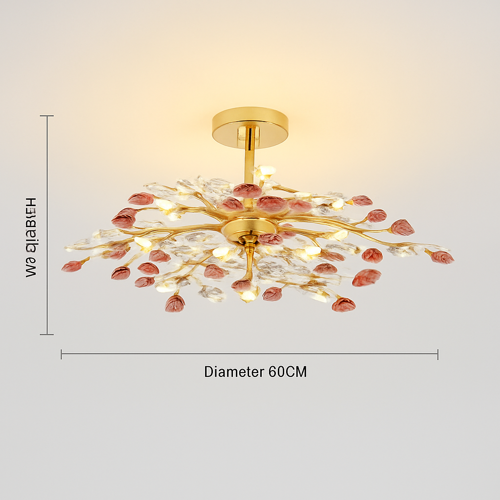 Plafonnier — En céramique de luxe moderne avec fleurs en cristal