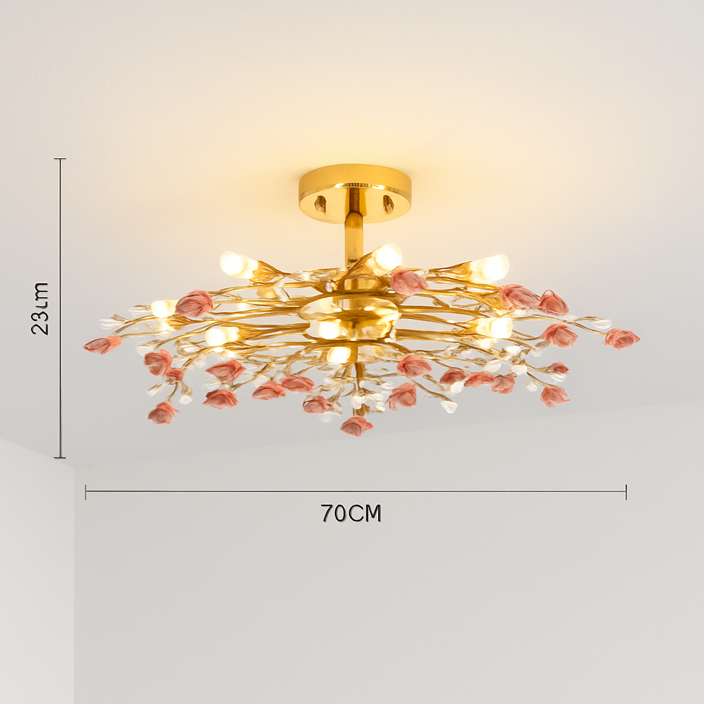 Plafonnier — En céramique de luxe moderne avec fleurs en cristal