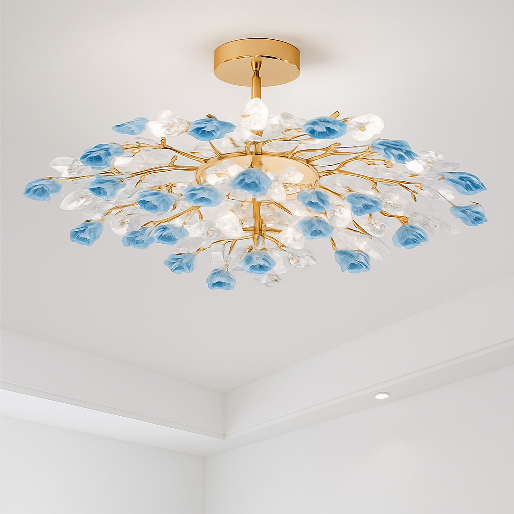 Plafonnier — En céramique de luxe moderne avec fleurs en cristal