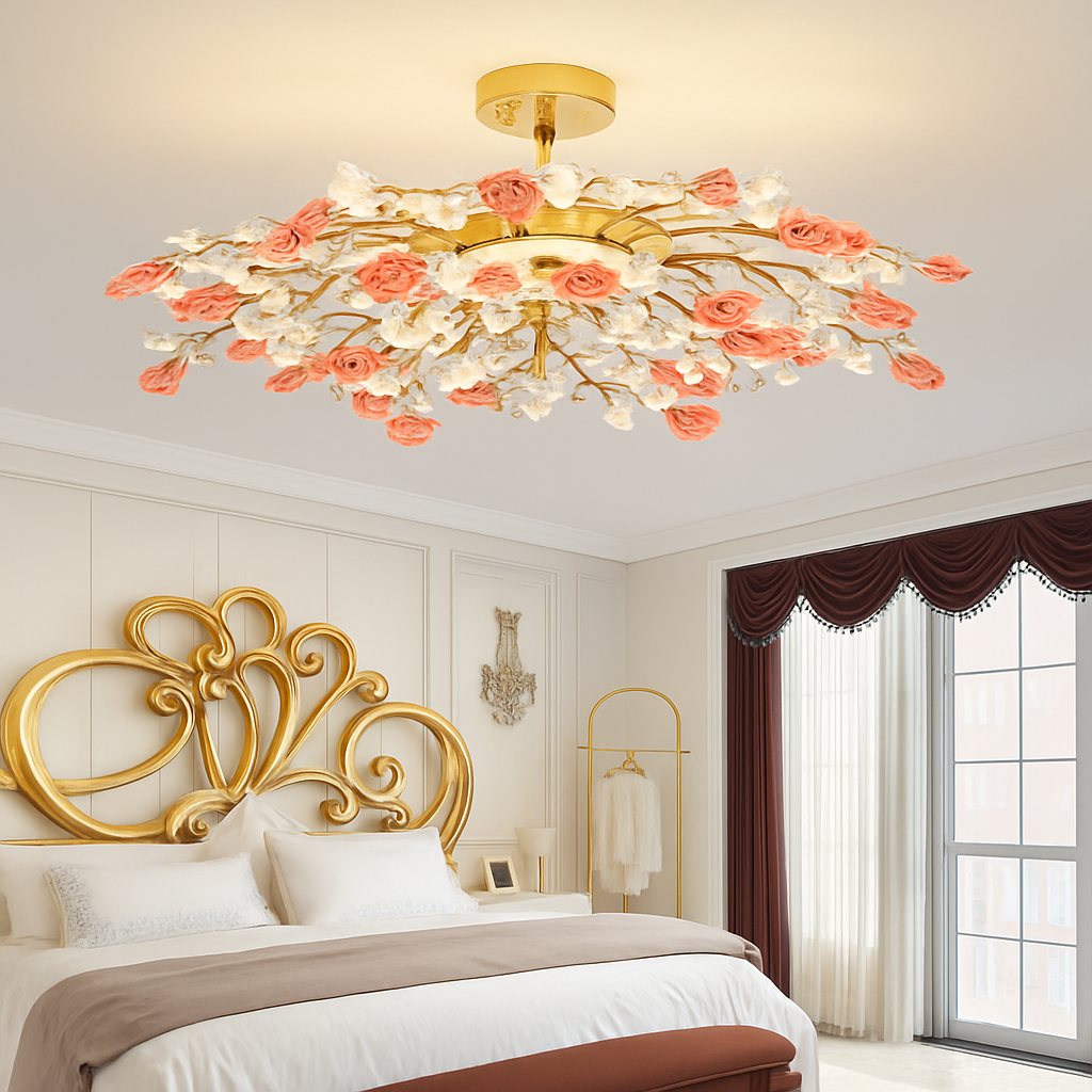 Plafonnier — En céramique de luxe moderne avec fleurs en cristal