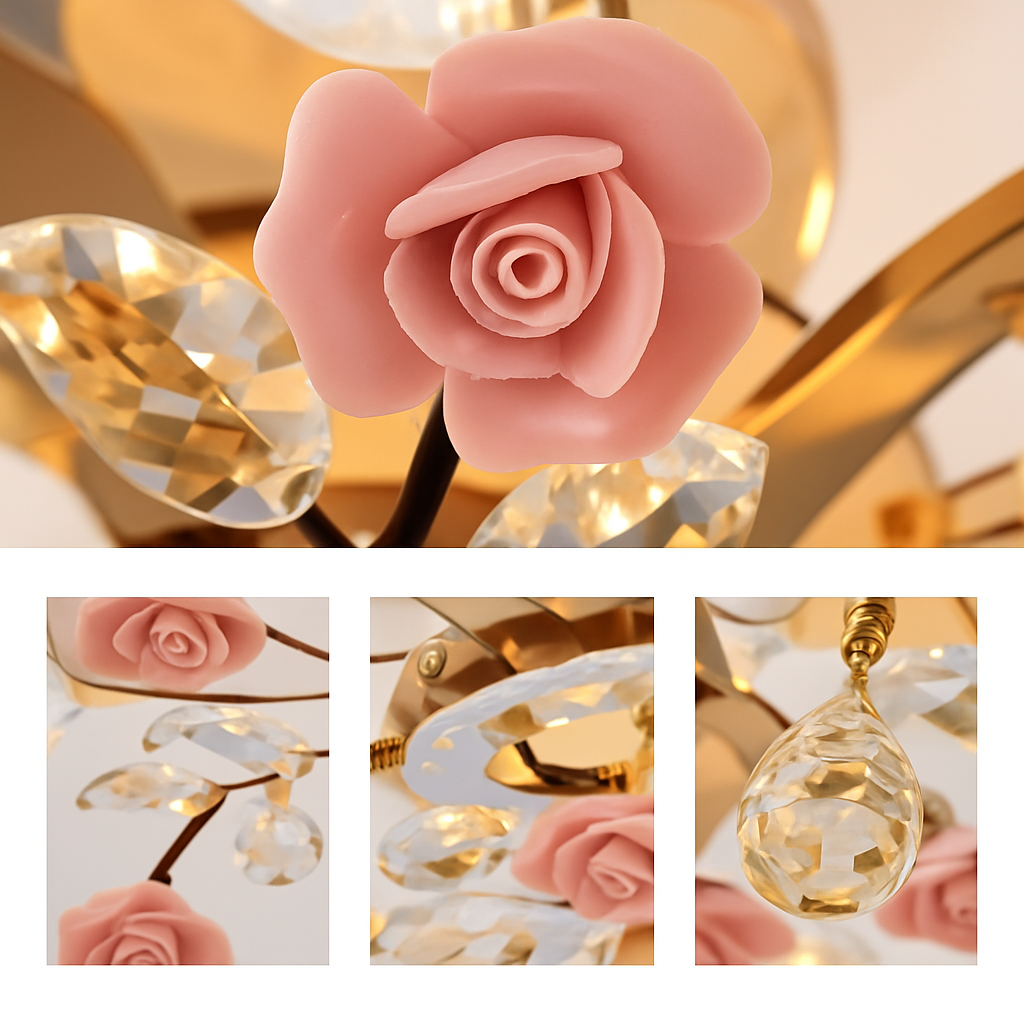 Plafonnier — En céramique de luxe moderne avec fleurs en cristal