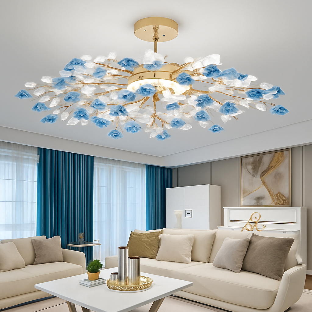 Plafonnier — En céramique de luxe moderne avec fleurs en cristal