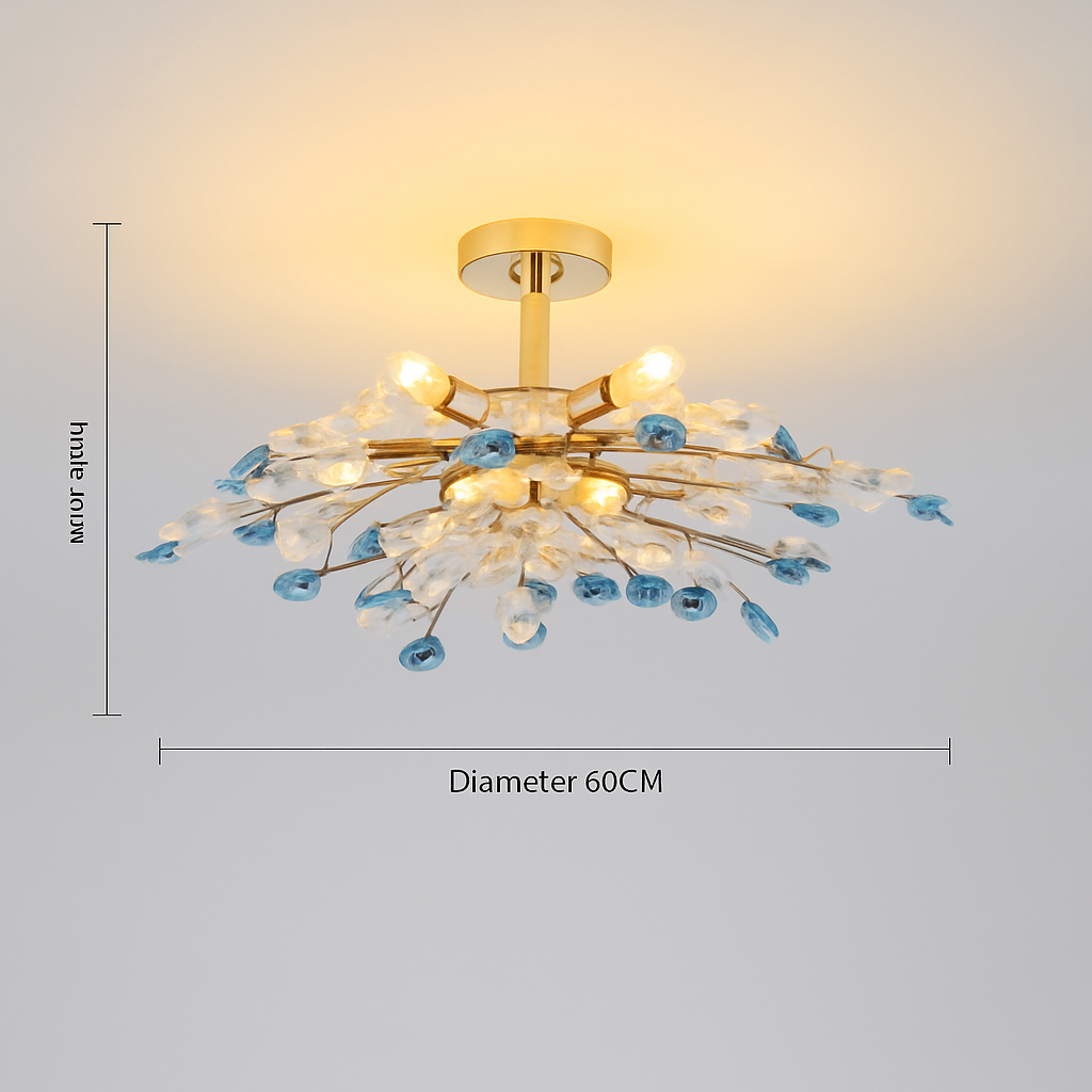Plafonnier — En céramique de luxe moderne avec fleurs en cristal