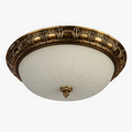 Abat-jour — En cuivre abat-jour rond en verre vintage