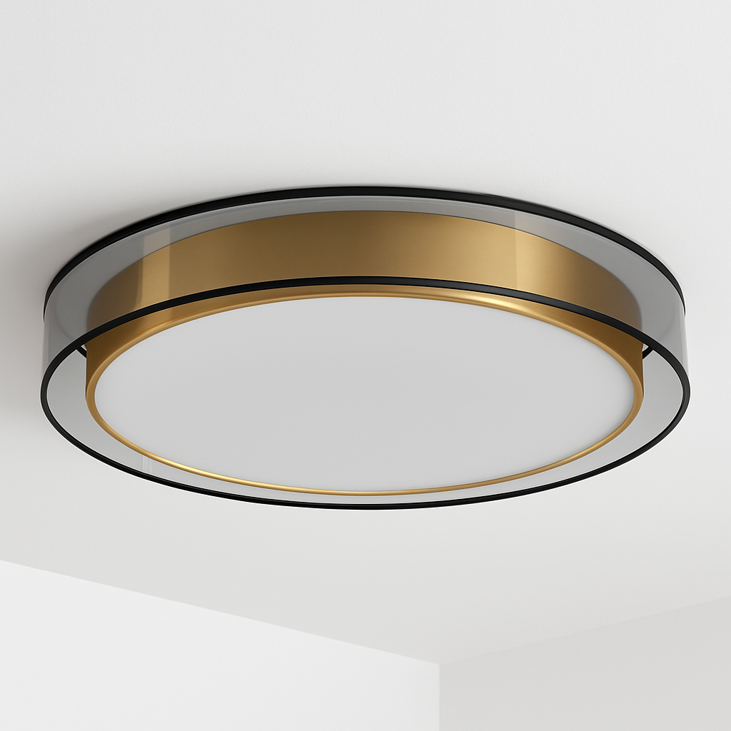 Abat-jour — En cuivre modernes abat-jour en maille Double abat-jour salon LED éclairage de plafond Loft chambre lumières créatives