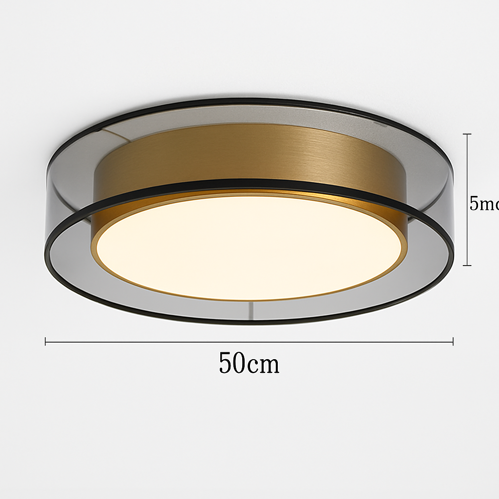 Abat-jour — En cuivre modernes abat-jour en maille Double abat-jour salon LED éclairage de plafond Loft chambre lumières créatives