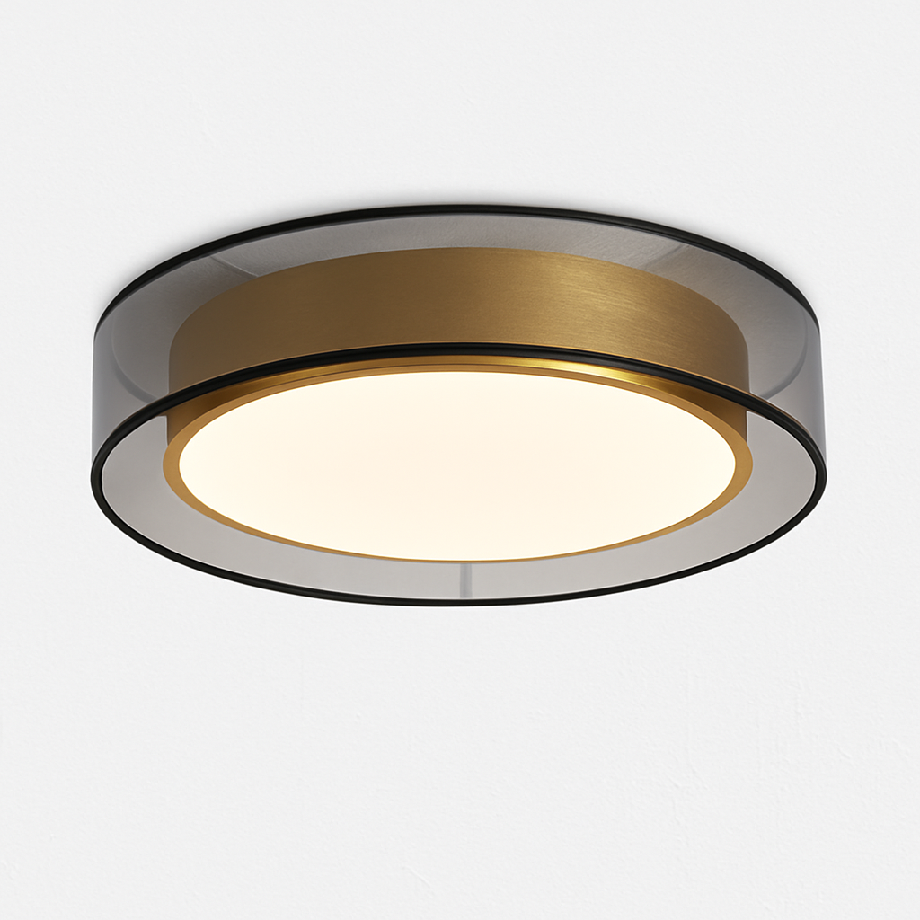 Abat-jour — En cuivre modernes abat-jour en maille Double abat-jour salon LED éclairage de plafond Loft chambre lumières créatives