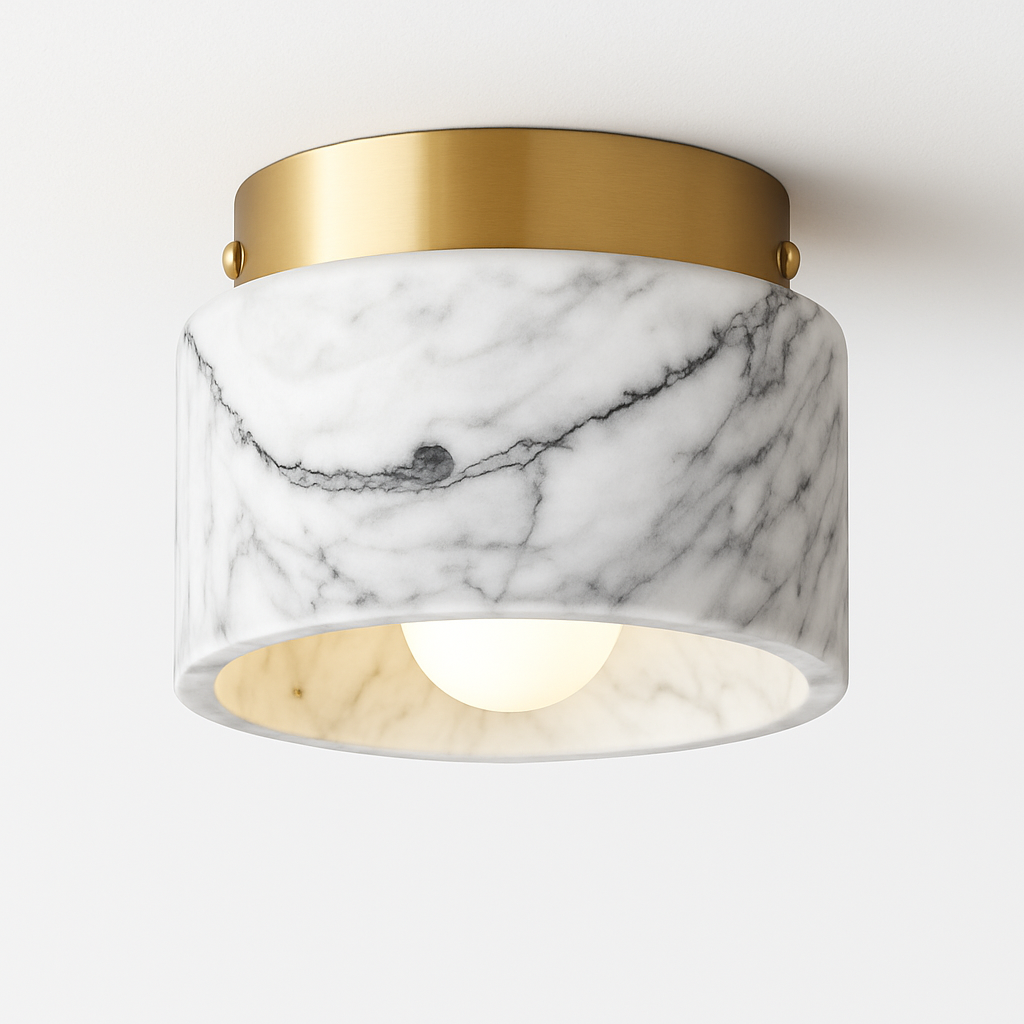 Plafonnier en marbre italien luminaire décoratif idéal pour tout espace Armand Versant - Une Présence Minérale Raffinée