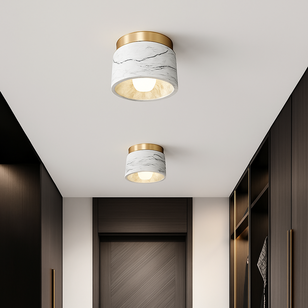 Plafonnier en marbre italien luminaire décoratif idéal pour tout espace Armand Versant - Une Présence Minérale Raffinée