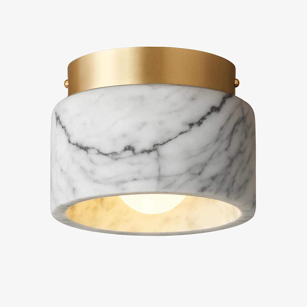 Plafonnier en marbre italien luminaire décoratif idéal pour tout espace Armand Versant - Une Présence Minérale Raffinée