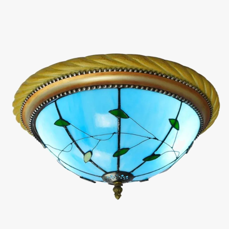 Plafonnier en vitrail style méditerranéen pour extérieur et intérieur Cléa Cime en Verre - Reflets Subtils & Décor Raffiné
