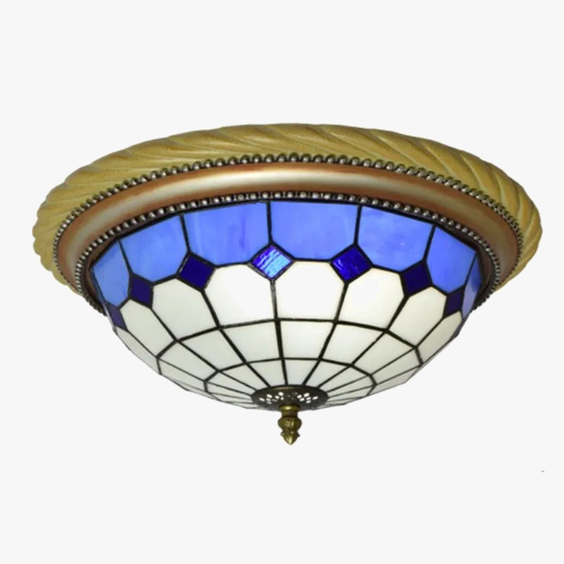 Plafonnier en vitrail style méditerranéen pour extérieur et intérieur Cléa Cime en Verre - Reflets Subtils & Décor Raffiné
