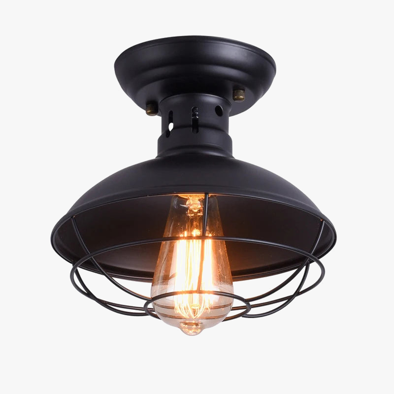 Plafonnier industriel rétro américain en fer lampara techo Nella Solstice - Un Accent Industriel Élégant