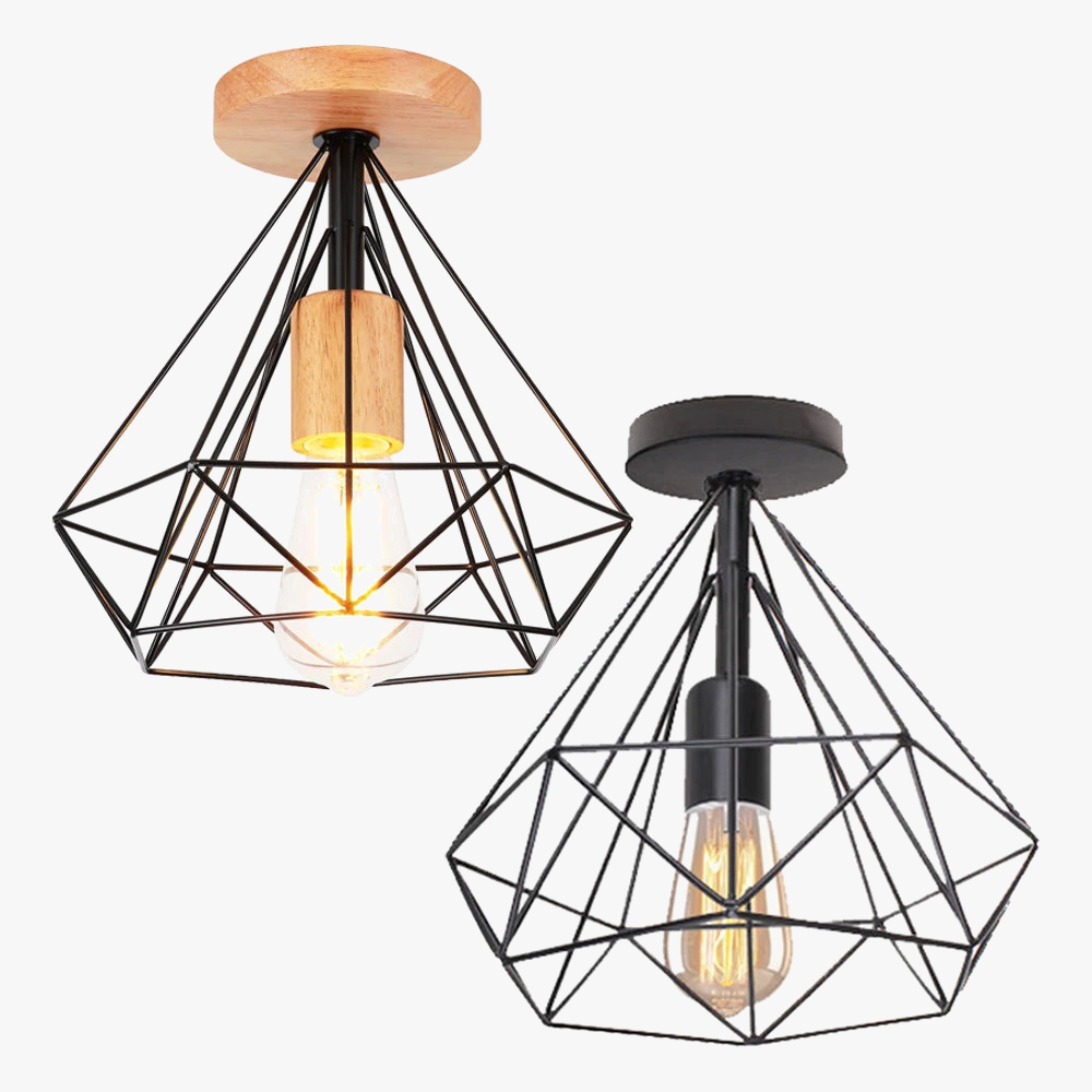 Plafonnier — Industriel rétro LED cage métal vintage luminaire