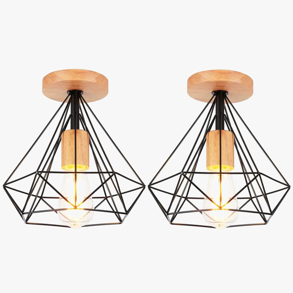 Plafonnier — Industriel rétro LED cage métal vintage luminaire