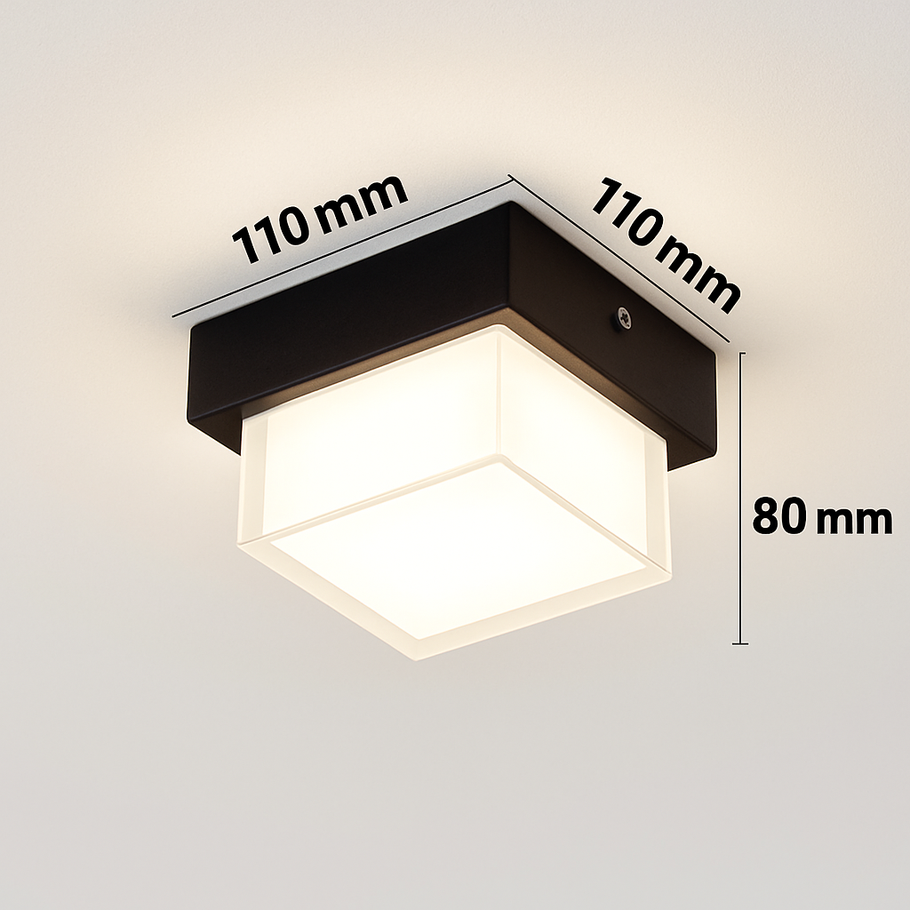 Plafonnier — LED carré étanche pour extérieur jardin porche mur