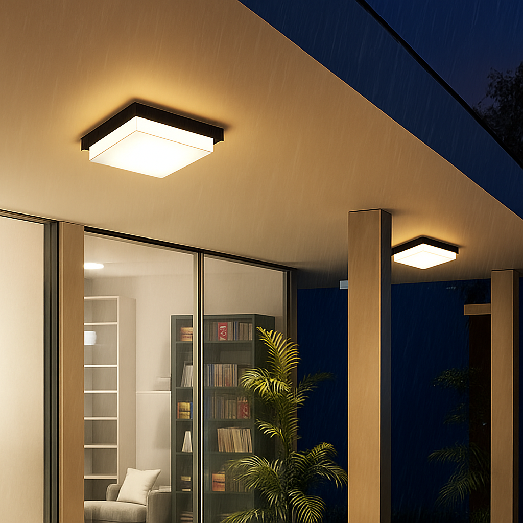 Plafonnier — LED carré étanche pour extérieur jardin porche mur