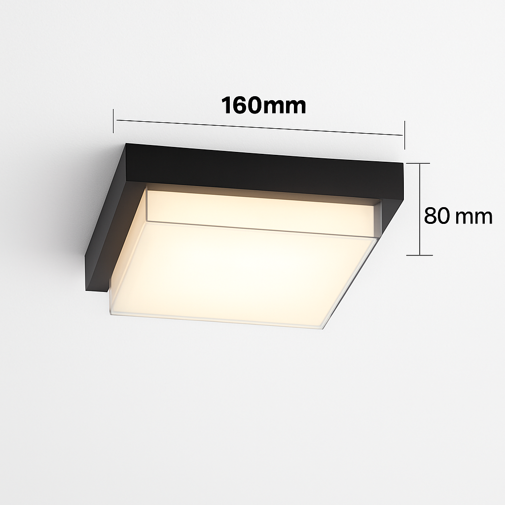 Plafonnier — LED carré étanche pour extérieur jardin porche mur