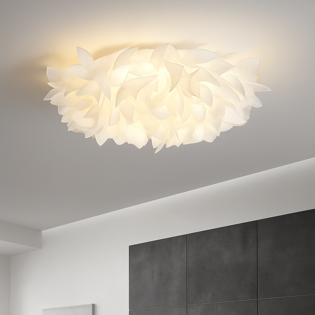 Plafonnier — LED chic nordique fleurs blanches