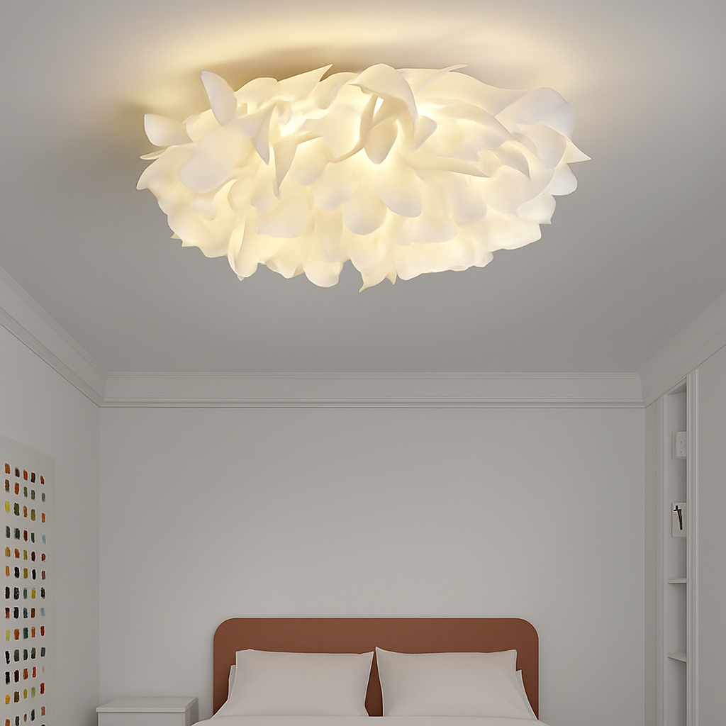 Plafonnier — LED chic nordique fleurs blanches