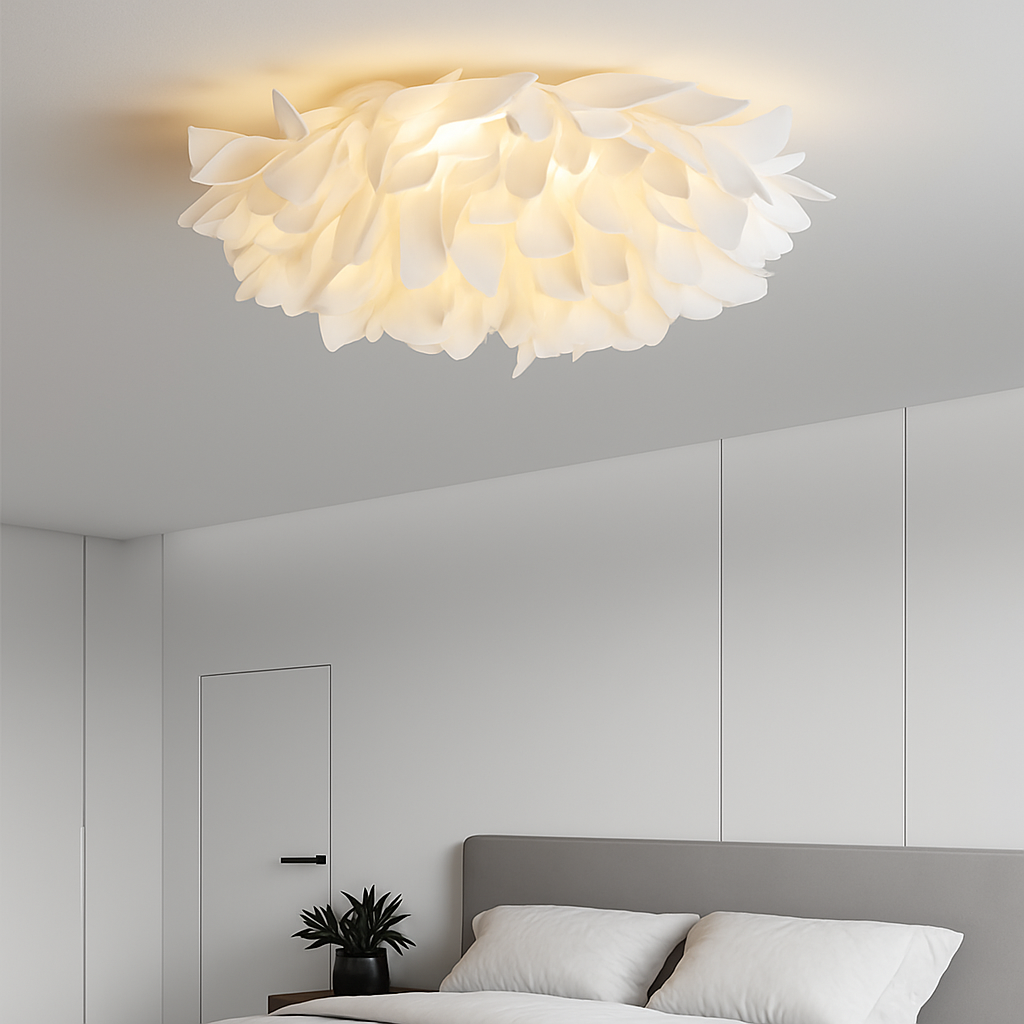 Plafonnier — LED chic nordique fleurs blanches
