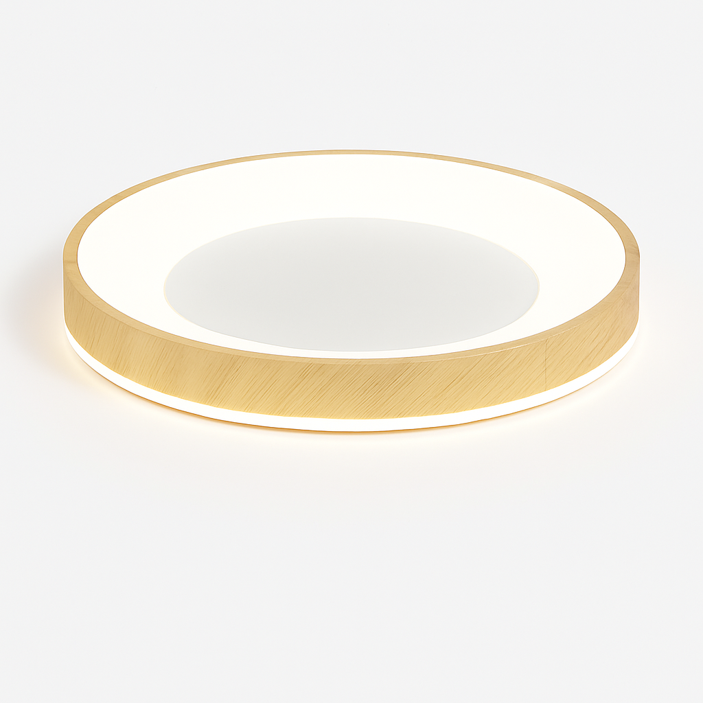 Plafonnier led circulaire grain de bois design moderne éclairage minimaliste Loïs Intervalle - Lignes Épurées & Atmosphère Sereine