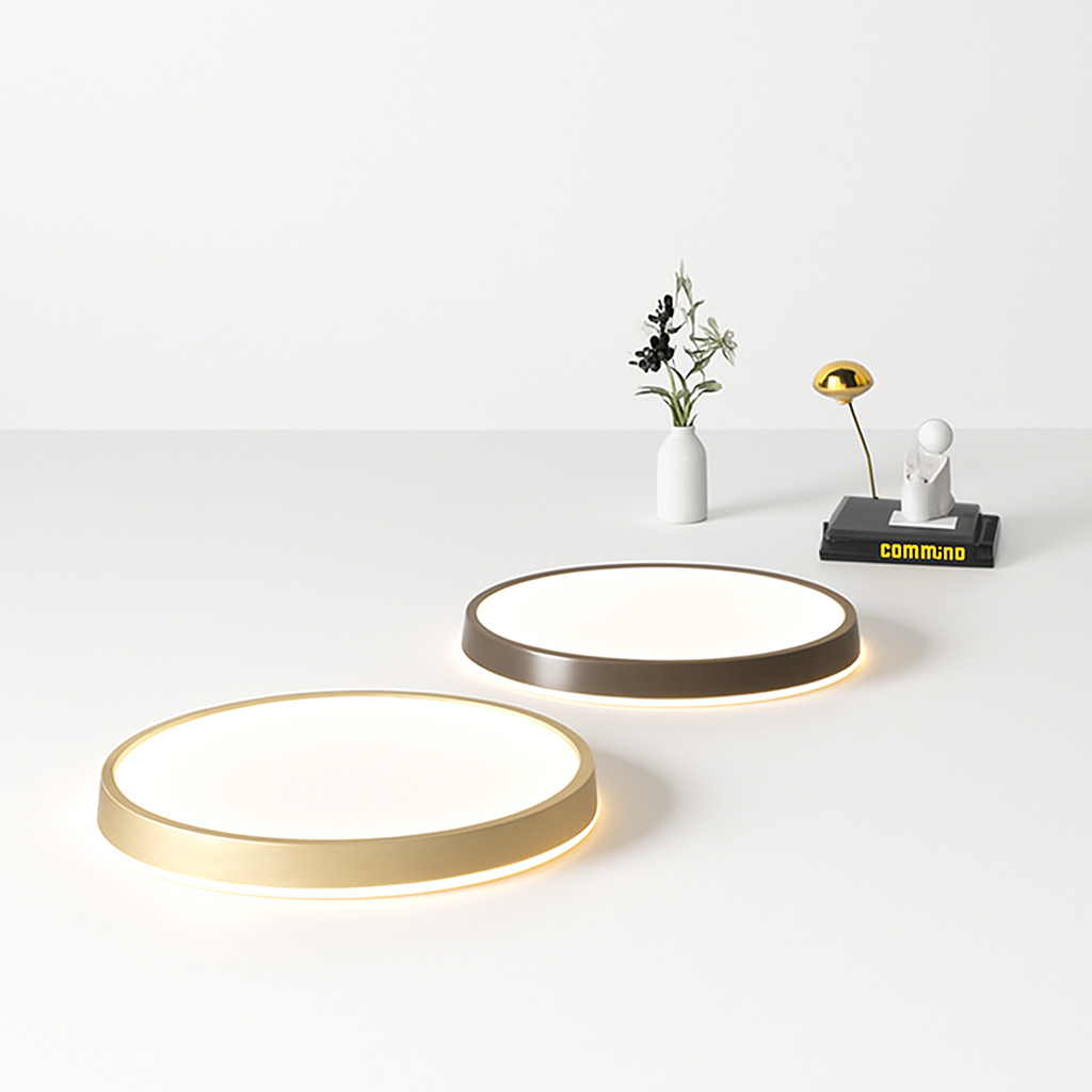 Plafonnier led circulaire grain de bois design moderne éclairage minimaliste Loïs Intervalle - Lignes Épurées & Atmosphère Sereine