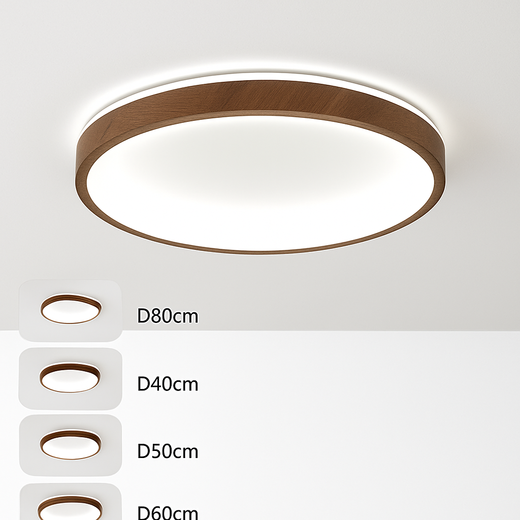 Plafonnier led circulaire grain de bois design moderne éclairage minimaliste Loïs Intervalle - Lignes Épurées & Atmosphère Sereine