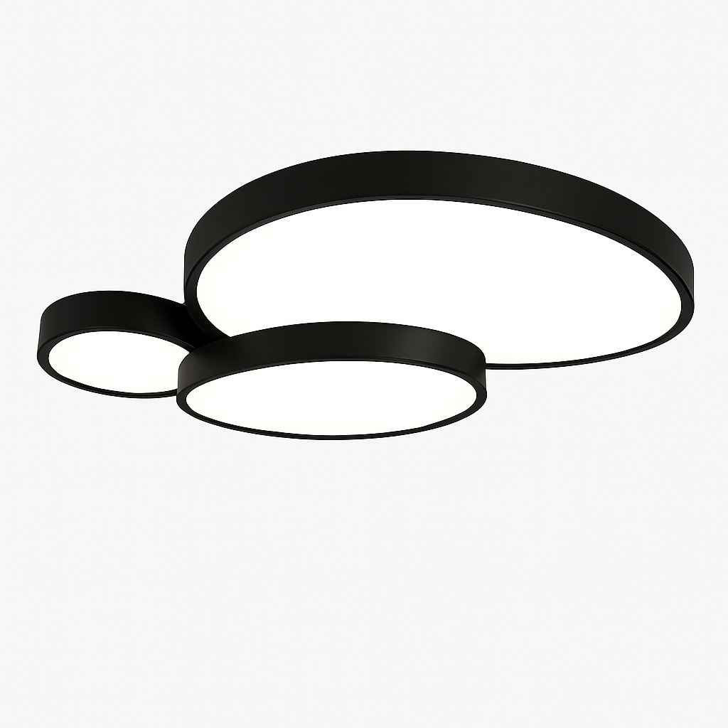 Plafonnier LED design décorative led noir blanc Célia Ouverture en Métal - Une Présence Décorative Affirmée