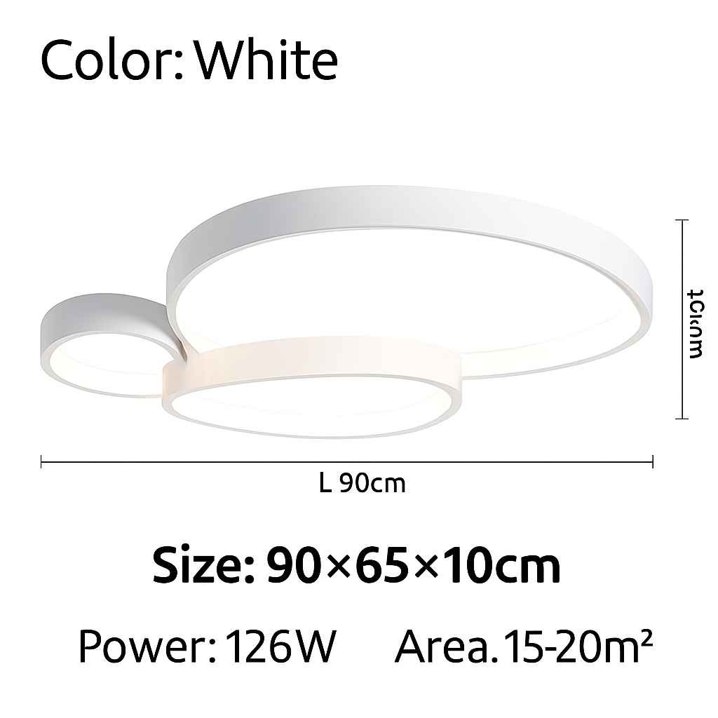 Plafonnier LED design décorative led noir blanc Célia Ouverture en Métal - Une Présence Décorative Affirmée