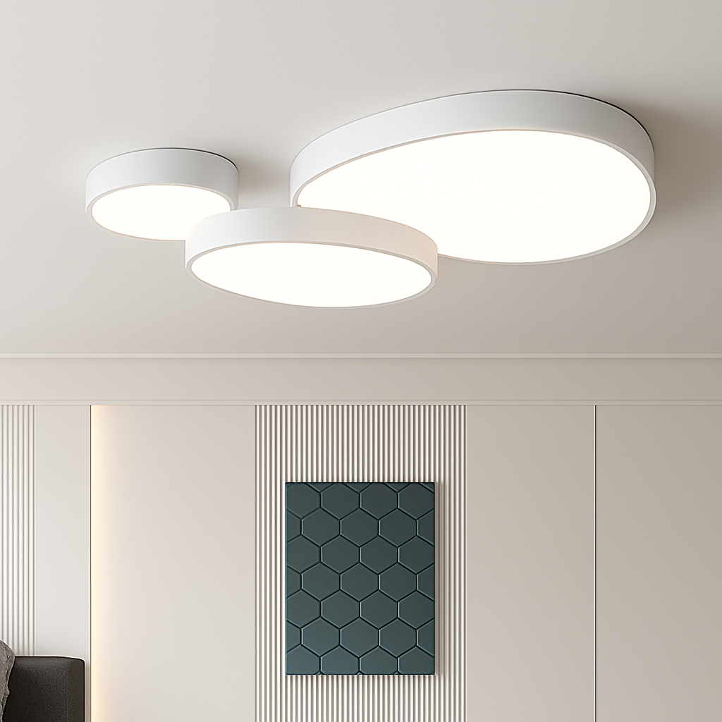 Plafonnier LED design décorative led noir blanc Célia Ouverture en Métal - Une Présence Décorative Affirmée