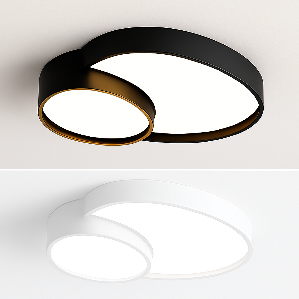 Plafonnier LED design décorative led noir blanc Célia Ouverture en Métal - Une Présence Décorative Affirmée