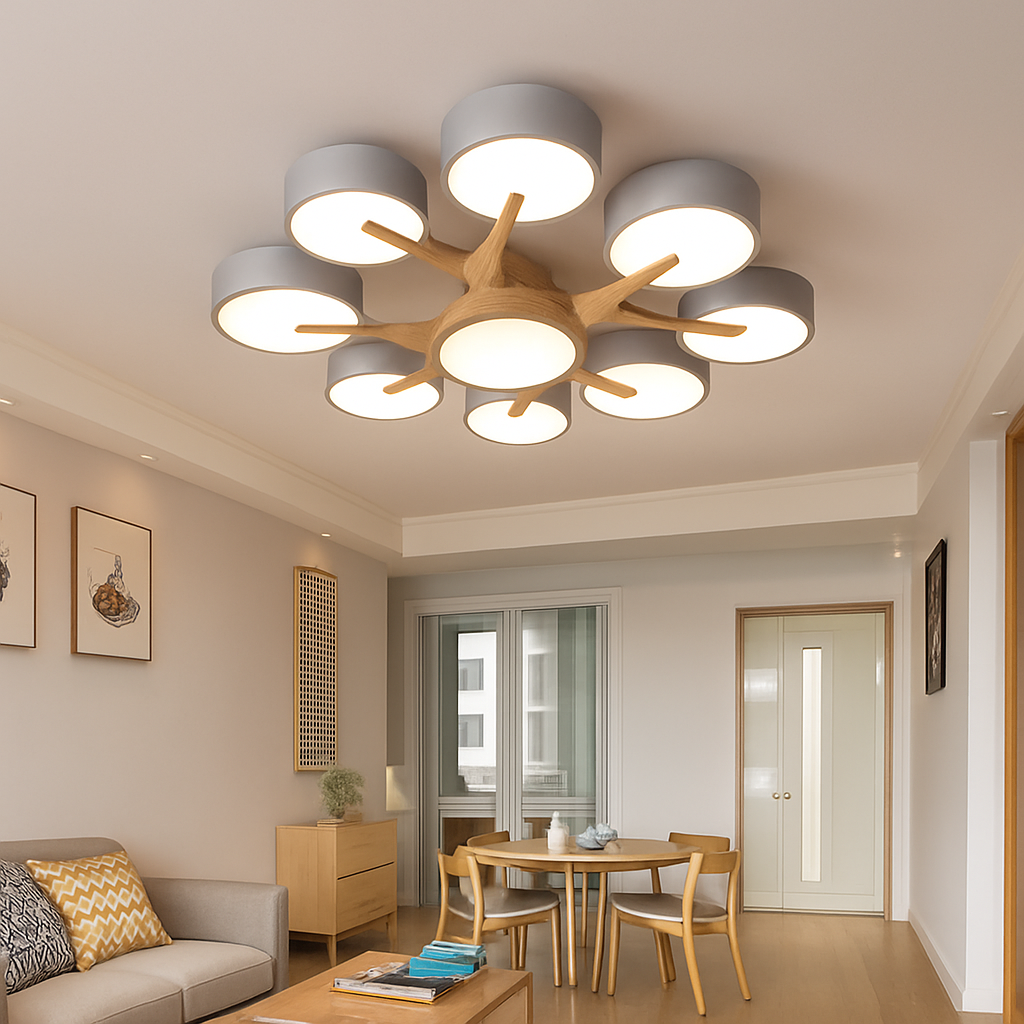 Plafonnier led design nordique en bois pour décoration intérieure Iris Respire - Matière Chaleureuse & Lignes Élégantes