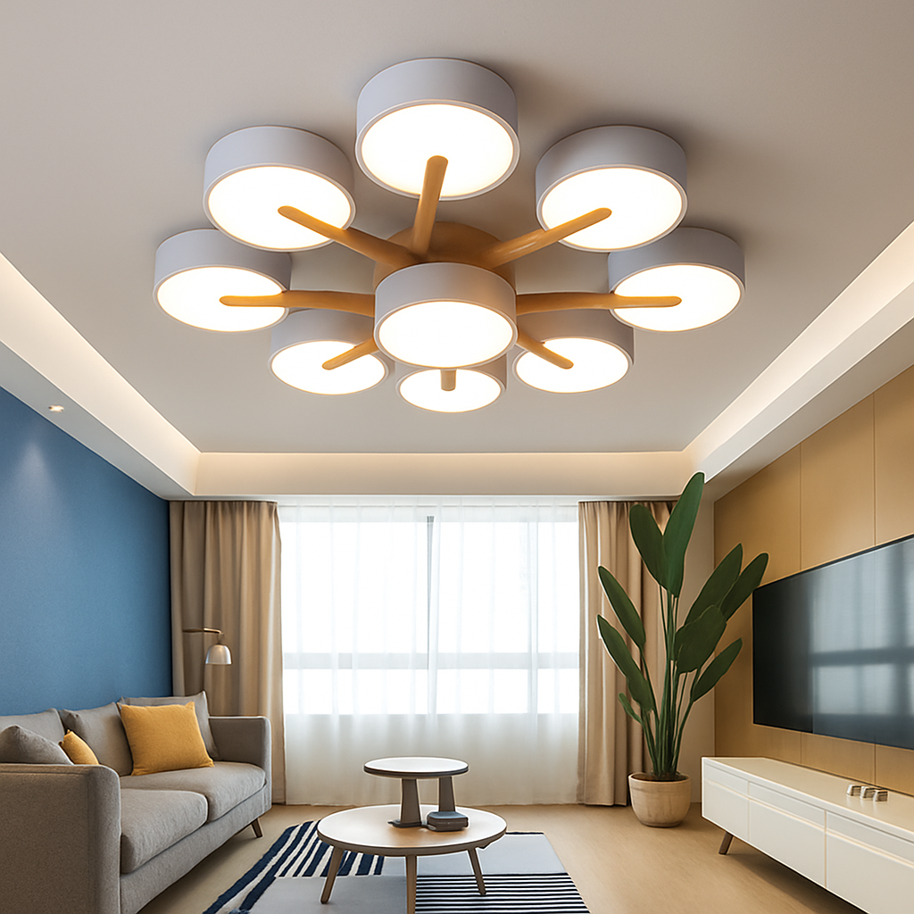 Plafonnier led design nordique en bois pour décoration intérieure Iris Respire - Matière Chaleureuse & Lignes Élégantes