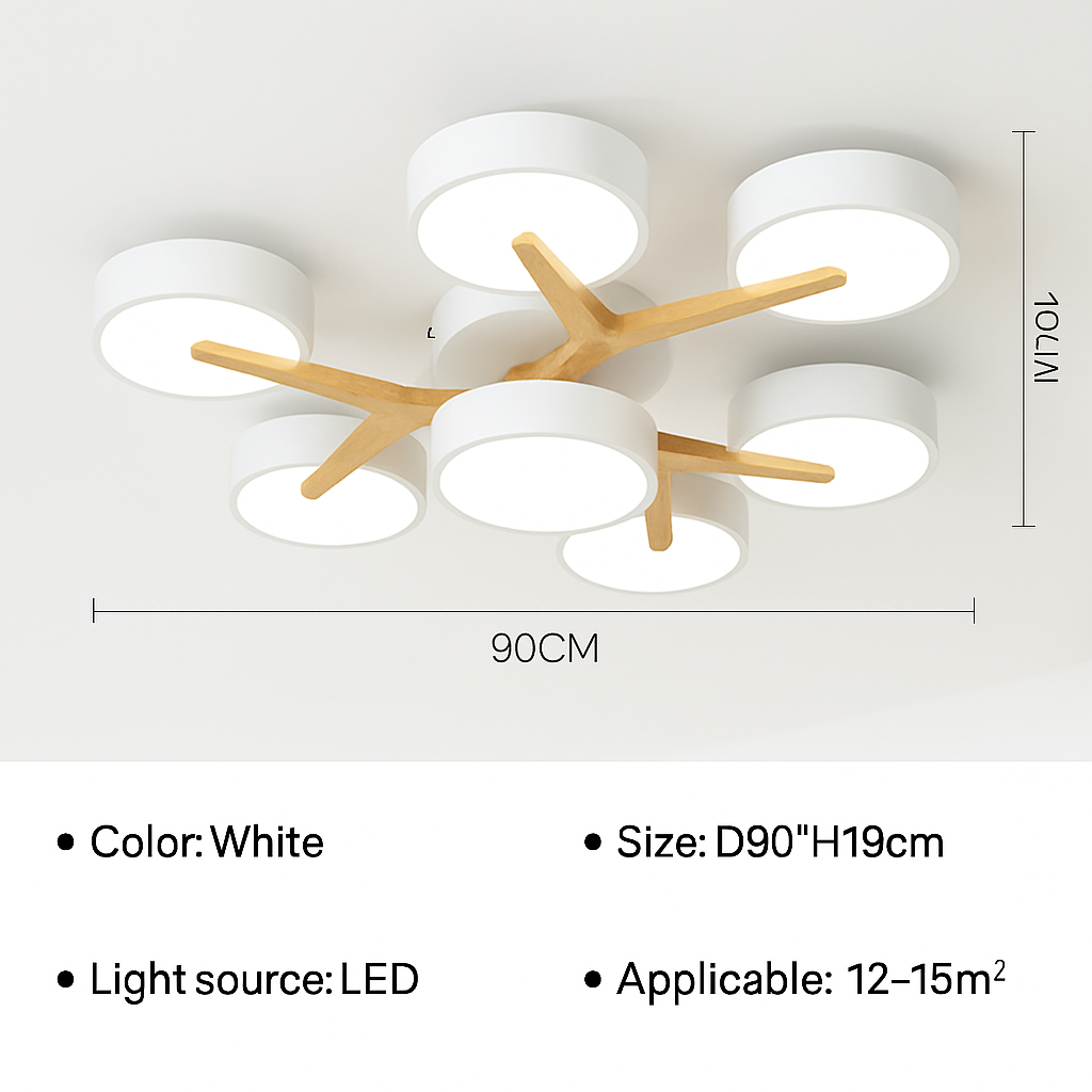 Plafonnier led design nordique en bois pour décoration intérieure Iris Respire - Matière Chaleureuse & Lignes Élégantes