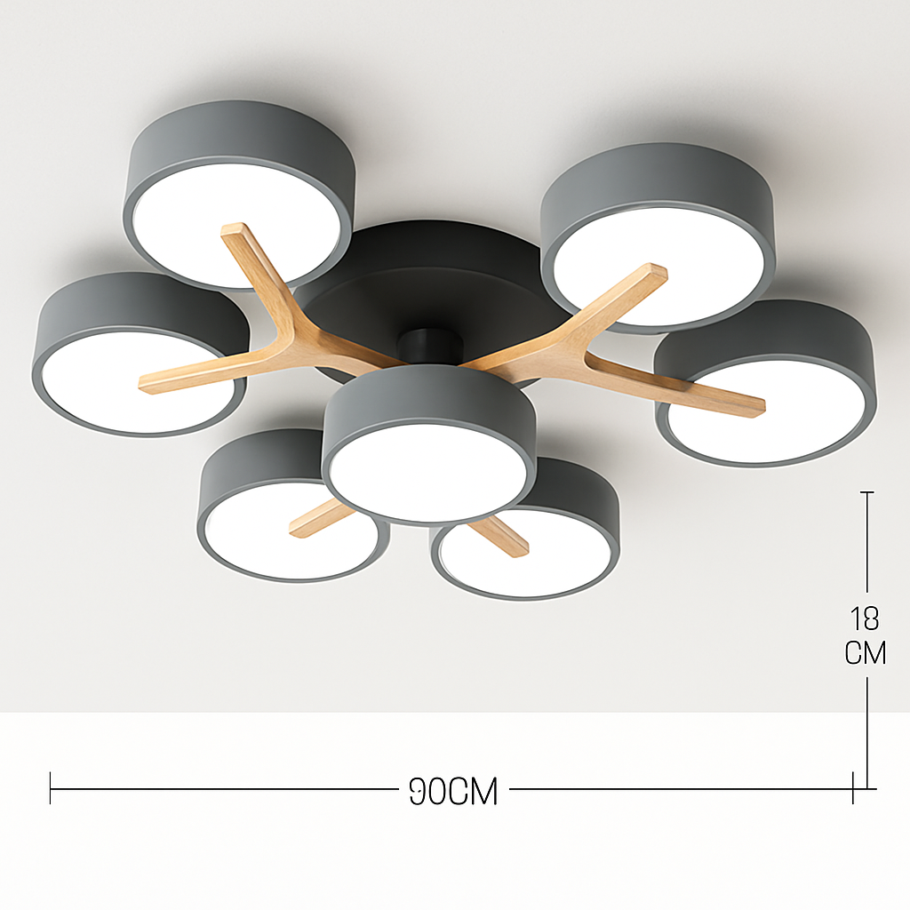 Plafonnier led design nordique en bois pour décoration intérieure Iris Respire - Matière Chaleureuse & Lignes Élégantes