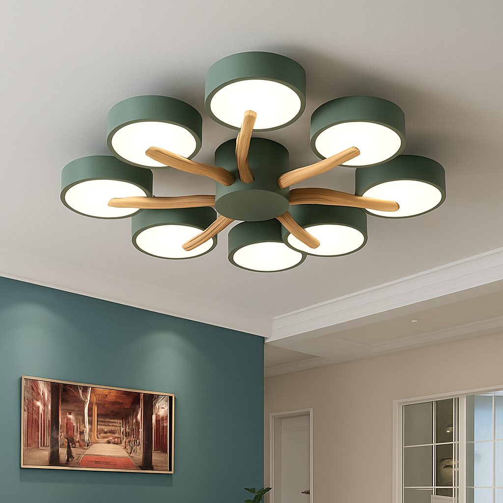 Plafonnier led design nordique en bois pour décoration intérieure Iris Respire - Matière Chaleureuse & Lignes Élégantes