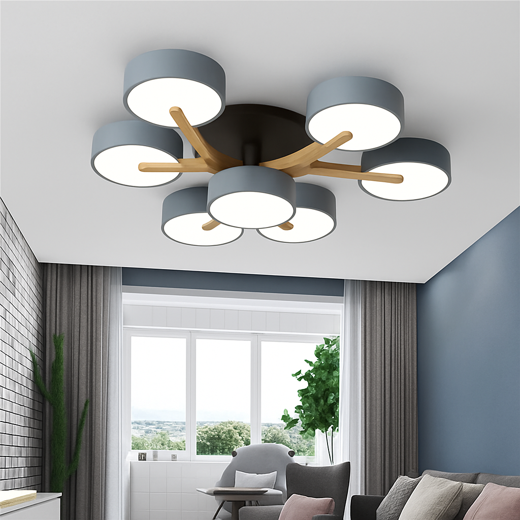 Plafonnier led design nordique en bois pour décoration intérieure Iris Respire - Matière Chaleureuse & Lignes Élégantes