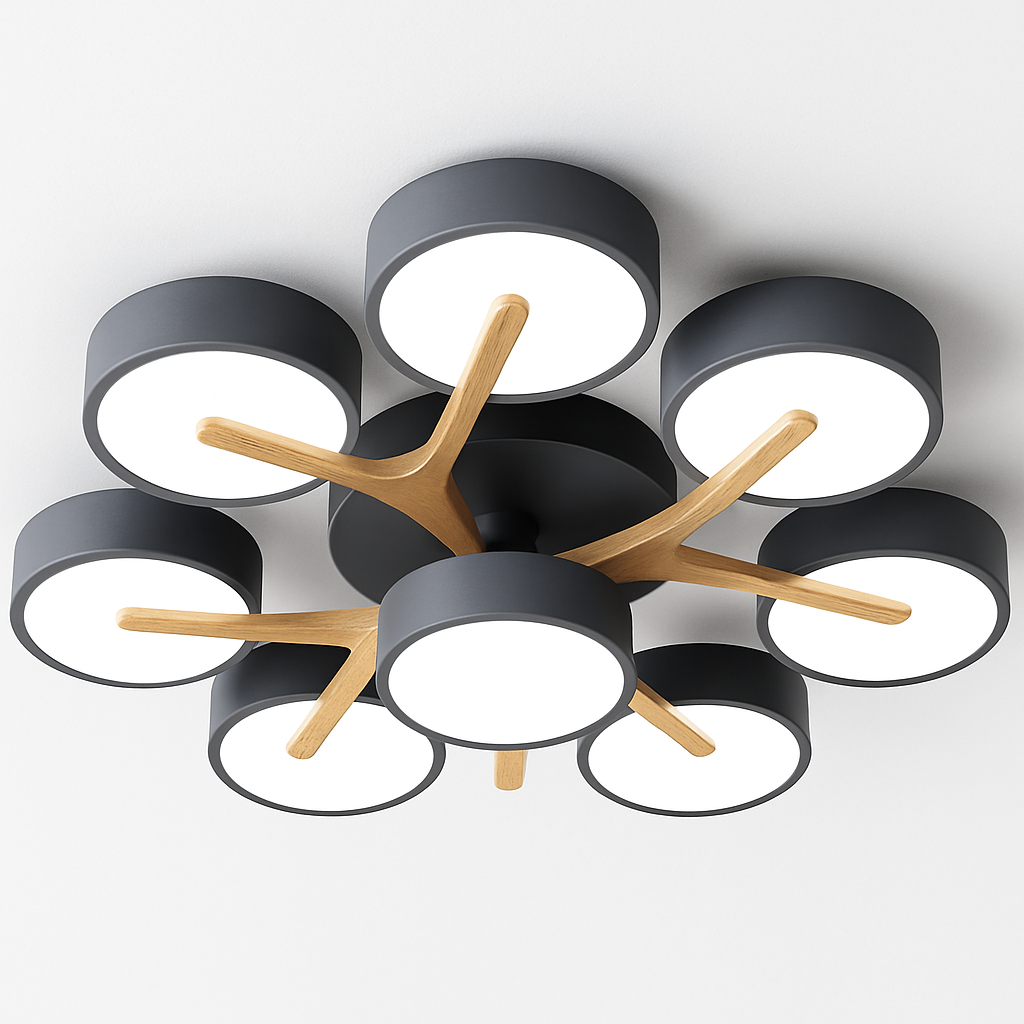 Plafonnier led design nordique en bois pour décoration intérieure Iris Respire - Matière Chaleureuse & Lignes Élégantes