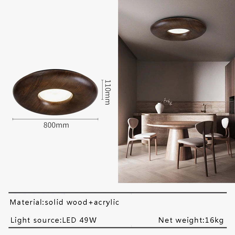 Plafonnier — LED design rétro moderne en bois foncé grand lustre